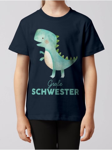 wat? Apparel T-Shirt Dinosaurier 03 Große Schwester in Dunkelblau