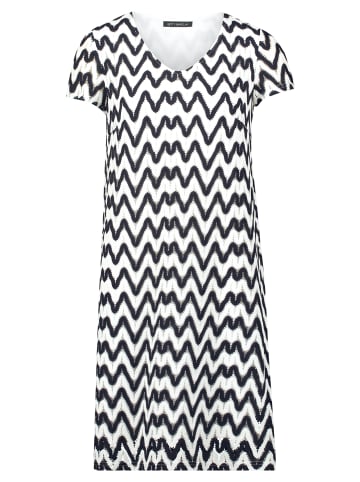 Betty Barclay Sommerkleid mit V-Ausschnitt in Dunkelblau/Weiß