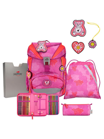 DerDieDas ErgoFlex Light - Schulranzen Set 5tlg. 800g (Neon Crazy) in Roses