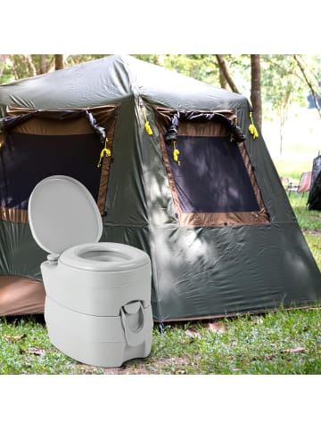 COSTWAY 20L+12L Campingtoilette in Grau