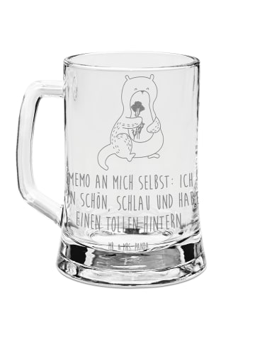 Mr. & Mrs. Panda Gravur Bierkrug Otter Blumenstrauß mit Spruch in Transparent
