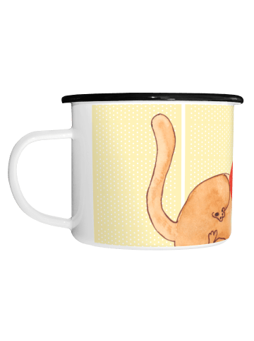 Mr. & Mrs. Panda XL Emaille Tasse Katze Wolle ohne Spruch in Gelb Pastell