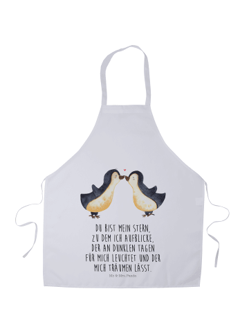 Mr. & Mrs. Panda Schürze Pinguin Liebe mit Spruch in Weiß