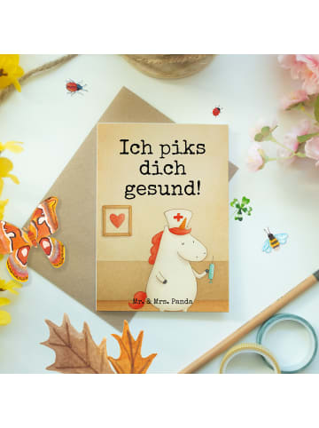 Mr. & Mrs. Panda Grußkarte Einhorn Krankenschwester Design mit S... in Weiß
