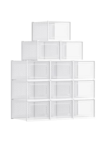 SONGMICS 12er-Set: Schuhbox Dennys in Transparent-Weiß - (B)25.2 x (H)19 x (T)33.3 cm