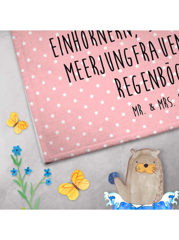 Mr. & Mrs. Panda Handtuch Einhorn Fliegendes Pferd mit Spruch in Rot Pastell