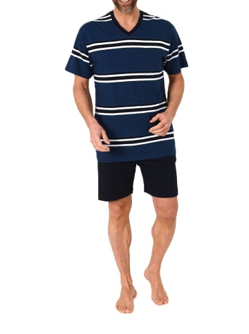 NORMANN Kurzarm Schlafanzug Shorty Pyjama Bündchen Übergröße 125 105 90 630 in blau1