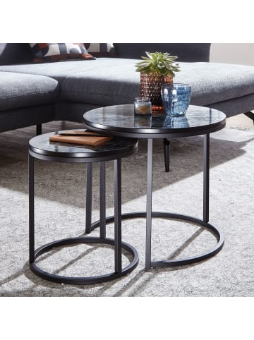 KADIMA DESIGN Beistelltisch 2er-Set | Marmor-Optik, Schwarz/Metall, Premium in Schwarz