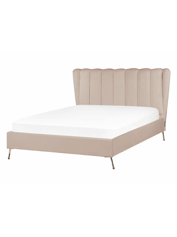 Beliani Doppelbett MIRIBEL in Beige/Gold - (W) 167 x (H) 112 x (L) 218 cm