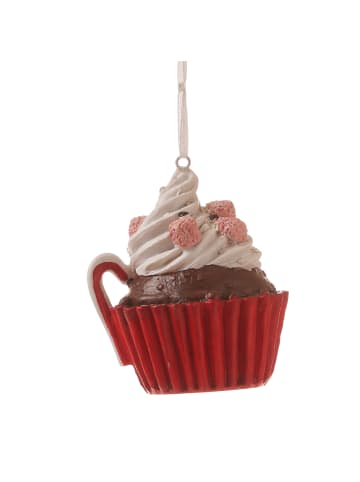 MARELIDA Baumschmuck Muffin Cupcake Anhänger in weiß, rot