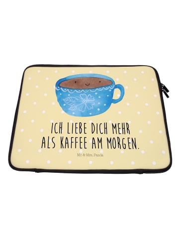 Mr. & Mrs. Panda Laptophülle Kaffee Tasse mit Spruch in Gelb Pastell
