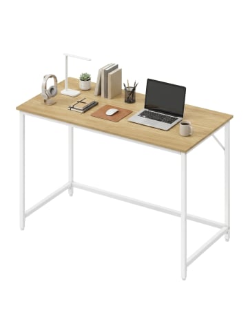 VASAGLE Schreibtisch Barnet in Eichenfarben-Weiß - (B)120 x (H)76 x (T)60 cm
