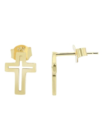 Adeliás Damen Ohrringe – Ohrstecker Kreuz aus 925 Silber in gold