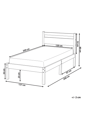 Beliani Einzelbett MERCURER in Braun - (W) 127 x (H) 80 x (L) 208 cm