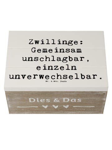 Mr. & Mrs. Panda Holzkiste Spruch Unschlagbare Zwillingsgeschwis... in Weiß