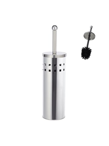 relaxdays 10x WC-Garnitur in Silber/ Schwarz