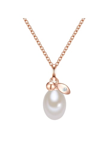 Valero Pearls Halskette Sterling Silber Zirkonia Süßwasser-Zuchtperle in roségold