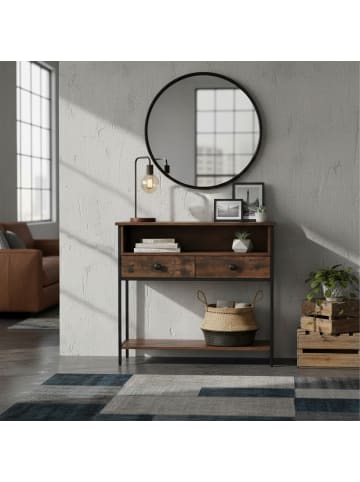 relaxdays Konsolentisch in Dunkelbraun - (B)80 x (H)80 x (T)30 cm