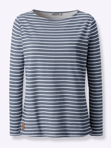 WITT WEIDEN Sweatshirt in rauchblau-ecru-geringelt