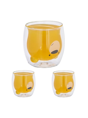 relaxdays 3er Set Doppelwandige Gläser "Bär" in Transparent - 300 ml