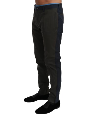 Dolce & Gabbana Grau Blau Streifen Hose Baumwolle Hose