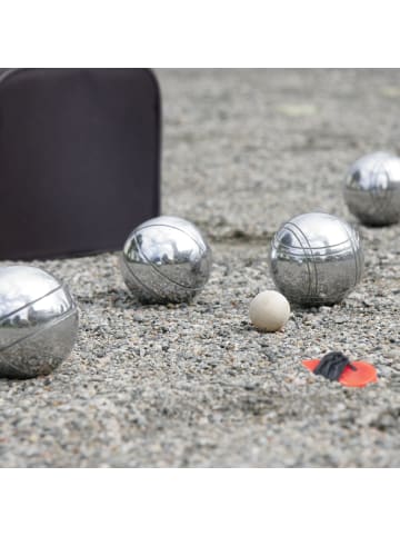 relaxdays 7-teiliges Boule Kugeln Set in Silber/ Schwarz