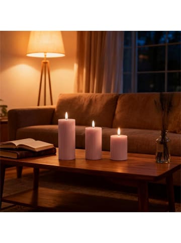 relaxdays 3 x LED Kerzen in Altrosa