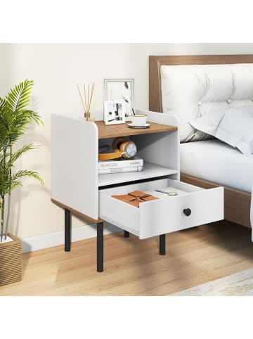 COSTWAY 2er Set Nachttisch mit Schublade 40,5 x 35 x 56 cm in Weiß