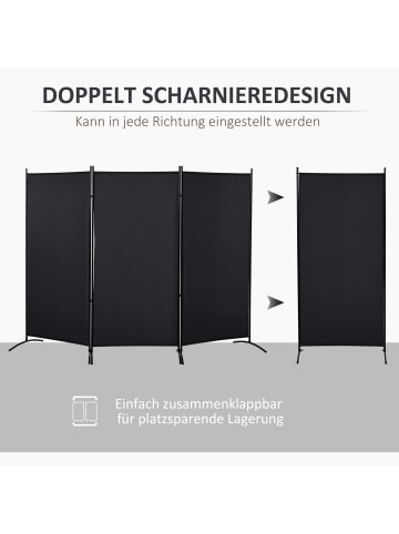 HOMCOM Paravant in Schwarz 253L x 50B x 182H cm