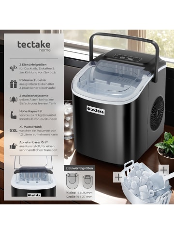 tectake Eiswürfelmaschine Arctic inklusive Eiskorb und Eisschaufel, schwarz