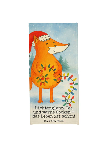 Mr. & Mrs. Panda Badehandtuch Fuchs Weihnachten Design mit Spruch in Eisblau