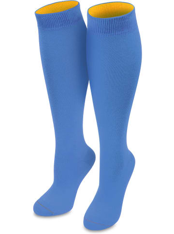 normani 5 Paar Kniestrümpfe mit farbig abgesetztem Bund Bi-Color in Himmelblau/Aprikose
