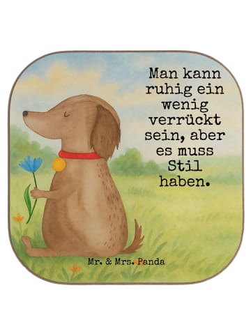 Mr. & Mrs. Panda Untersetzer Hund Blume Design mit Spruch in Weiß