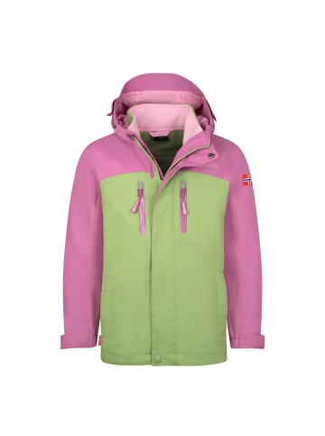 Trollkids 3in1 Jacke "Bryggen" in Malvenpink/Pistaziengrün/Rosa