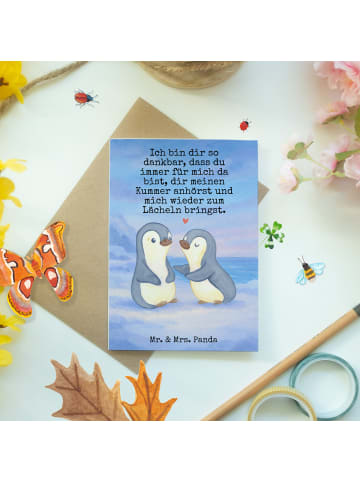Mr. & Mrs. Panda Grußkarte Pinguine trösten Design mit Spruch in Weiß