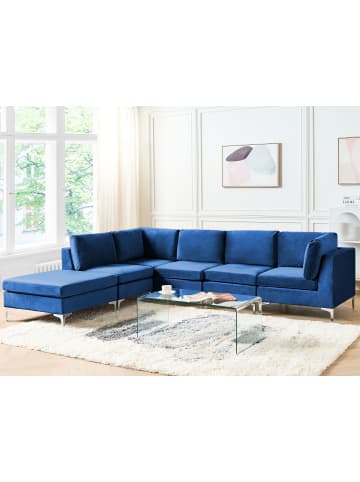 Beliani 6-tlg Modulsofa EVJA in Blau rechtsseitig