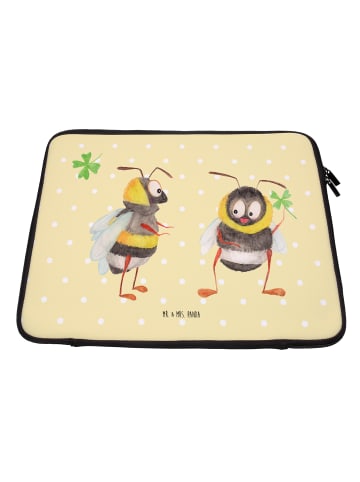 Mr. & Mrs. Panda Laptop Tasche Hummeln Kleeblatt ohne Spruch in Gelb Pastell