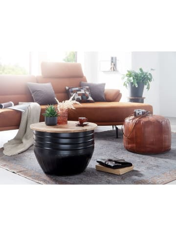 KADIMA DESIGN Couchtisch Mango Holz Metall 60x41x60 cm Industrial Style Rund