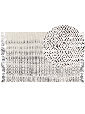 Beliani Kurzflor OMERLI in Weiß/Grau - (W) 160 x (H) 160 x (L) 230 cm