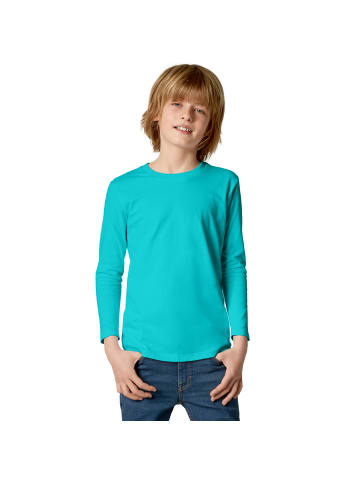 tectake Einfarbiges Langarm-Shirt für Kinder, türkis