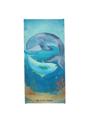 Mr. & Mrs. Panda Badhandtuch Walfisch Thunfisch Design ohne Spruch in Gelb Pastell