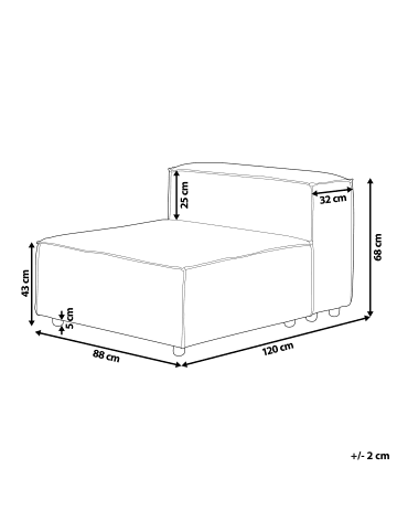 Beliani Sofaelement ARDAL in Weiß/Schwarz - (W) 88 x (H) 68 x (L) 120 cm
