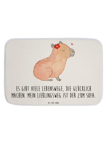 Mr. & Mrs. Panda Badematte Capybara Blume mit Spruch in Weiß
