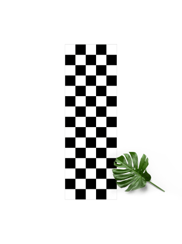 WALLART Vinyl-Teppich - Geometrisches Muster Schachbrett Schwarz Weiß in Schwarz-Weiß