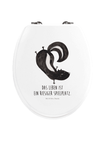 Mr. & Mrs. Panda Toilettendeckel Stinktier Handstand mit Spruch in Weiß