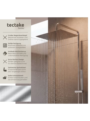 tectake Regenduschkopf  1/2 Zoll Gewinde, silber