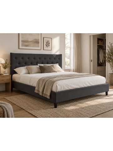 2-tlg Doppelbett SAVERNE in Grau/Braun