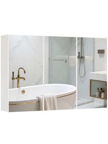 HOMCOM Spiegelschrank-90L x 15,5B x 60H cm-Weiß