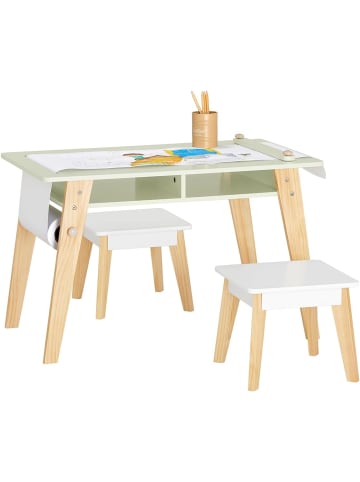 SoBuy Kindertisch in Weiß und Grün - (B)80 x (H)50 x (T)44cm