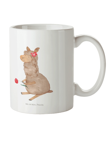 Mr. & Mrs. Panda Plastikbecher Alpaka Blume ohne Spruch in Weiß